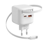 Carehabi Cargador USB C 35W 3 en 1 Cargador Carga Rapida Cargador Rápido con Cable USB C Retráctil para Teléfonos Móviles Tabletas Ordenadores