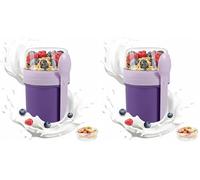Carehabi CerealCuptoGo, 450 ml + 250 ml, YoghurtCup, vaso para cereales con cuchara y caja para salsas, caja para desayuno sin BPA, bol para cereales, para niños y adultos, morado. (Paquete de 2)