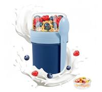 Carehabi CerealCuptoGo, 450 ml + 250 ml, YoghurtCup, vaso para cereales con cuchara y caja para salsas, caja para desayuno sin BPA, bol para cereales, para niños y adultos, azul.