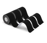 Carehabi Cinta de kinesiología deportiva, 5 m x 5 cm, 3 rollos, cinta de kinesiología resistente al agua y elástica para deporte(Negro)