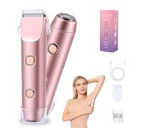 Carehabi Depiladora Electrica Mujer Rasuradora Mujer Zona Intima 2 En 1 Afeitadora Femenina Corporal Facial IPX7 Impermeable Con Cuchilla De Ceramica Silenciosa USB C Oro Rosa