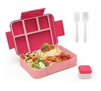 Carehabi Fiambrera Bento Box 6 Compartimentos, Tartera Comida Trabajo - Lunch Box con Cubiertos y Salsera - Porta Comida Hermético para Oficina, Viaje, Microondas y Lavavajillas - Sin BPA