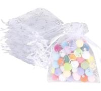Carehabi Geschenksäckchen Organza Beutel 50 Stück Organza-säckchen geschenksäckchen Weihnachten Weiß 7x9cm Kleine Geschenk Organzabeutel Schneecke Organza Beutelchen mit Kordelzug für Weihnachten