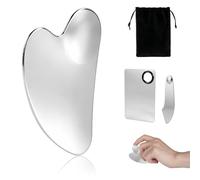 Carehabi Gua Sha de Acero Inoxidable con Paleta de Maquillaje y Espátula Masajeador Facial Antiarrugas y Reafirmante Gua Sha Facial para Drenaje Rostro Ojos y Cuello