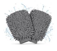 Carehabi Guante Lavado Coche 2 Piezas 25x18cm Esponja Coche Microfibra Doble Cara Sin Arañazos para Limpieza Moto y Ventanas