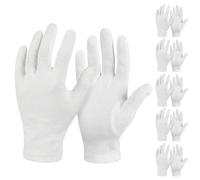 Carehabi Guantes de Algodón 6 Pares Guantes Blancos Algodon Guantes Hidratantes Guantes Blancos Reutilizable para Inspección de Joyas, Hidratación y Reparación