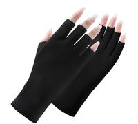 Carehabi Guantes de protección UV para uñas, guantes de manicura profesionales, protección UV UPF200+, guantes sin dedos para excursiones, esmalte de uñas que protege las uñas profesionales (negro)
