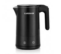 Carehabi Hervidor de agua de acero inoxidable, 1,7 L, ajuste de temperatura, 40 °C - 100 °C, doble pared, sin BPA, función de mantenimiento en caliente