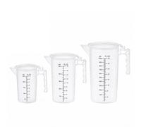 Carehabi Jarra Medidora Set de 3 con Tapa 250ml 500ml 1L Vaso Medidor Plástico para Repostería y Cocina