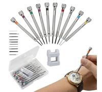 Carehabi Juego de 10 Destornilladores de Relojero con Magnetizador Desmagnetizador, Herramientas de Relojería de Precisión de Acero 45, Destornilladores de Precisión para Reparación de Relojes, Gafas