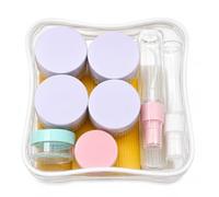 Carehabi Juego de 18 botellas para rellenar, 4 botellas de viaje de silicona de 90 ml, recipientes de viaje a prueba de fugas para champú, gel de ducha, botellas rellenables para avión, equipaje de
