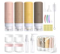 Carehabi Juego de 19 botellas para rellenar, 4 botellas de viaje de silicona de 100 ml, botella de spray de 30 ml, botella de pulverización, botellas pequeñas para champú, gel de ducha, cosméticos