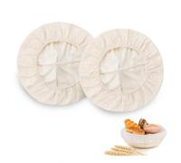 Carehabi Juego de 2 forros para banneton de 23 cm redondos, forros de algodón para cestos de fermentación, tejido de algodón transpirable para masa de pan, paño de fermentación y cubierta para cesta d