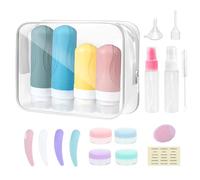 Carehabi Juego de 20 botellas para rellenar, 90 ml+60 ml, botellas de viaje de silicona, para viajes en avión, botella de spray de 30 ml, botella de bomba, latas pequeñas, gadgets de viaje, champú