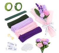 Carehabi Juego de 400 limpiadores de Pipas de Flores, para Manualidades, con palitos de Flores Verdes