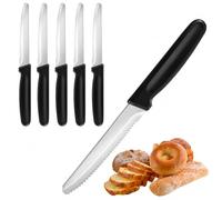 Carehabi Juego de 6 Cuchillos de Pan y Chuleteros Hoja Dentada Acero Inoxidable Cuchillo de Mesa para Desayuno y Cocina