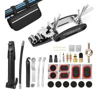 Carehabi Kit Herramientas Bicicleta 39 PCS Kit Repara Pinchazos Bicicleta 16 en 1 Multiherramienta para Camping Viajes Esenciales Bolsa de Herramientas
