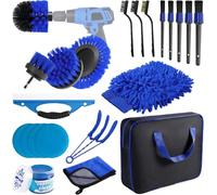 Carehabi Kit Limpieza Coche, 22 Piezas Cepillo Limpieza Coche Kit Limpieza Coche Interior y Exterior para Pulir para Limpiar Ruedas Alfombrillas Azulejos Salpicadero Neumáticos