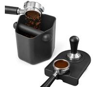 Carehabi Knock Box Recipiente para Posos de Café Negro Cajon Posos Cafe Cubo Caja para Posos de Cafés con Barra de Golpe Extraíble Base Antideslizante para Portafiltros, Hogar, Cafetería y Oficina