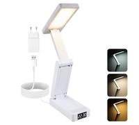 Carehabi Lámpara Escritorio LED Flexo Escritorio 3600 mAh Lamparas de Mesita de Noche Recargable Lampara Lectura Temporizador de 45min 3 Color y Nivel de Brillo Regulable para Cama, Oficina, Estudiar