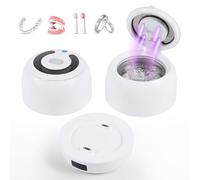 Carehabi Limpiador Ferula Dental, Limpiador Ultrasonidos Dental 45kHz con Depósito Extraíble 200mL, Máquina con Luz U-V para Retenedores, Alineadores y Joyas, Blanco (1 base + 2 depósito desmontable)