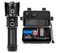 Carehabi Linternas LED Alta Potencia XHP160 Linterna LED Recargable 100000 Lumen Con Batería de 5000mAh IPX4 Impermeabl para Emergencia Camping Tiempo lluvioso y nevado