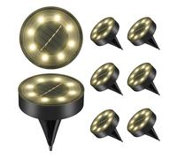 Carehabi Luces Solares Led Exterior Jardin Pack de 8, Luces para Escaleras, IP68 Impermeables, Iluminación LED para Escaleras Exteriores, Escalones, Vallas, Patios, Terrazas,Marrón, Blanco Cálido
