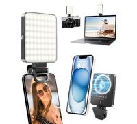 Carehabi Luz para Movil Magnética con 128 Perlas de Luz, 3000-6500K 10 Niveles de Brillo Foco Portatil Movil, Luz Led Movil con Clip para Teléfono, Cámara, Portátil