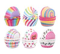 Carehabi Moldes de papel para magdalenas, 300 unidades, para magdalenas, cupcakes, arcoíris, para hornear, postres, fiestas, cumpleaños, bodas