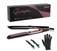 Carehabi Plancha de pelo de iones 2 en 1, alisadora de pelo lisa y brillante, placa de cerámica 3D que evita tirones del pelo, 6 niveles de temperatura LCD 160 °C - 260 °C