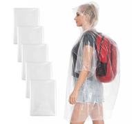 Carehabi Poncho Impermeable Desechable Pack de 5 Transparente Chubasquero para Hombre y Mujer Capa de Lluvia con Capucha para Festival Bicicletta y Outdoor