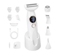 Carehabi Rasuradora Mujer Zona intima 5 en 1, Afeitadora Eléctrica para mujer, IPX7, resistente al agua con estación de carga USB, recortadora para cara, cejas, cuerpo, zona del bikini