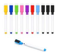 Carehabi Rotuladores Pizarra Blanca 10 Piezas, 8 Colores Magnéticos Bolígrafo Borrable con Borrador, Punta Fina 1-2 mm, Base Agua para Pizarra Blanca Flipchart Vidrio Oficina & Casa