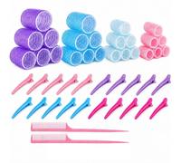 Carehabi Set de Rulos Autoadherentes 47 Piezas, 4 Tamaños con Pinzas