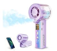 Carehabi Ventilador de mano con refrigeración por agua, 30.000 rpm, batería de 3000 mAh, 1-100 niveles, ventilador portátil pequeño con pantalla LED, ventilador USB silencioso para viajes, oficina