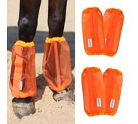 CareMaster Leggings de caballo de tamaño universal de malla fina, botas de mosca para caballos que reducen enormemente el pisoteo, transpirables, botas de caballo (juego de 4), color naranja