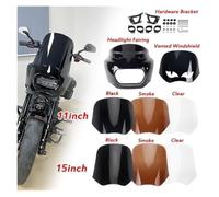 Carenado de Faro Delantero Motocicleta para Harley | Negro/Ahumado/Transparente 15", protector de cubierta(11 inch Black Clear)