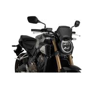 Puig 21963N Placa Frontal ALU ligero con función paravientos y portanúmeros para estilo deportivo y protección, Negro