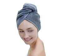 Carenesse Cabello Turbante antrazita, 100% algodón, 24 x 70 cm, Toalla para la Cabeza, Toalla para el Cabello, Turbante para el Cabello