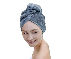 Carenesse Cabello Turbante antrazita, 100% algodón, 24 x 70 cm, Toalla para la Cabeza, Toalla para el Cabello, Turbante para el Cabello