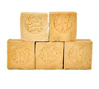 Carenesse Jabón de Alepo Paquete de 5 900-950 g, 85% de aceite de oliva y 15% de aceite de laurel, receta tradicional, cortada a mano, jabón natural, jabón de pelo barba piel manos afeitarse