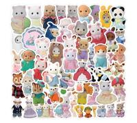 CAREOR 120 calcomanías de vinilo de Calico Critters, impermeables, cálidas, lindas calcomanías de graffiti para adolescentes, trabajadores de oficina, manualidades, regalos, laptop, botellas, sobres