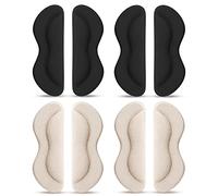 CAREOR - 4 pares de agarres de talón, rellenos de cojín de talón y almohadillas de zapatos, almohadillas de talón para botas de zapatos sueltos y tacones altos demasiado grandes, negro y beige