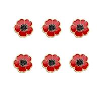 CAREOR 6 broches de flores de amapola roja, vintage para concienciación del día del recuerdo, pines de solapa con diseño de amapola para no olvidar, regalo conmemorativo simbólico para mujeres y