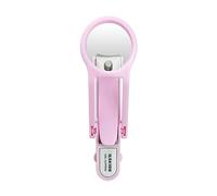 CAREOR - Cortaúñas con lupa de acero inoxidable para personas mayores, cortaúñas profesional que reduce la tensión ocular (rosa)