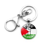 CAREOR Llavero con bandera de Palestina, llavero con bandera nacional de Palestina, llavero con colgante de bandera de Palestina, regalo para llave, a, 9.5cm x 3cm