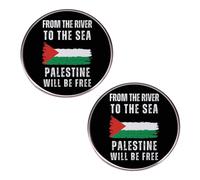 CAREOR Paquete de 2 broches de bandera de Palestina para viajes internacionales, metal y cristal, insignia de recuerdo para sombrero, ropa, mochila, Acero aleado, Glass