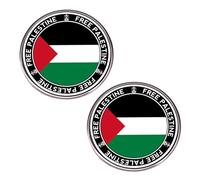 CAREOR Paquete de 2 broches de bandera de Palestina para viajes internacionales, metal y cristal, insignia de recuerdo para sombrero, ropa, mochila, 3cm x 3cm (1.18" x 1.18"), Acero aleado, Glass