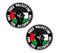 CAREOR Paquete de 2 broches de bandera de Palestina para viajes internacionales, metal y cristal, insignia de recuerdo para sombrero, ropa, mochila, Acero aleado, Glass