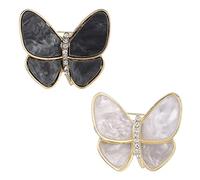 CAREOR Paquete de 2 broches elegantes de mariposa con cristales sintéticos, collar de diamantes de imitación, grabado de seguridad, pin de solapa de metal, joyería para mujeres y niñas